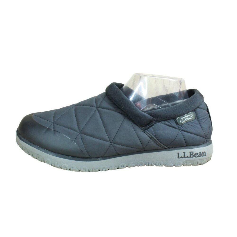 LL Bean Black Quilted Ultralight PrimaLoft Slip Ons Shoes Size 9 M